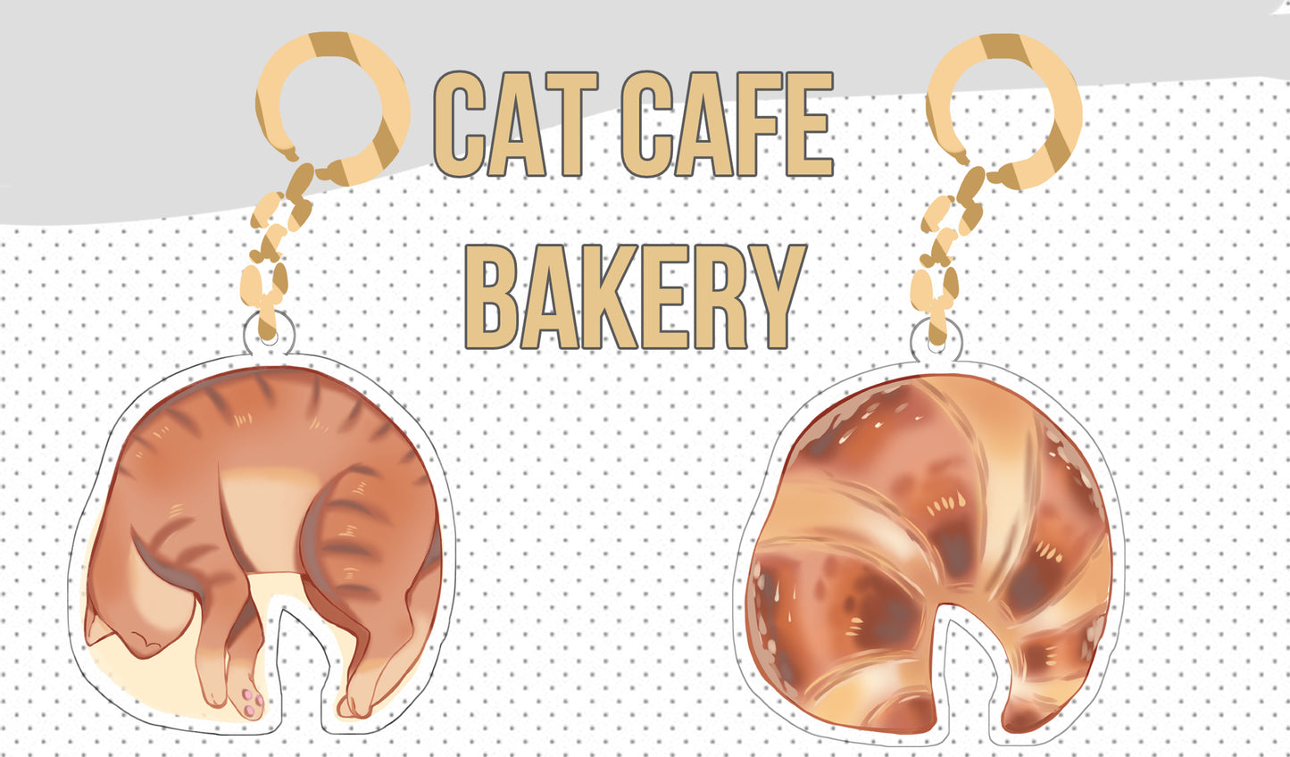 Cat Cafe Croissant - Keychain