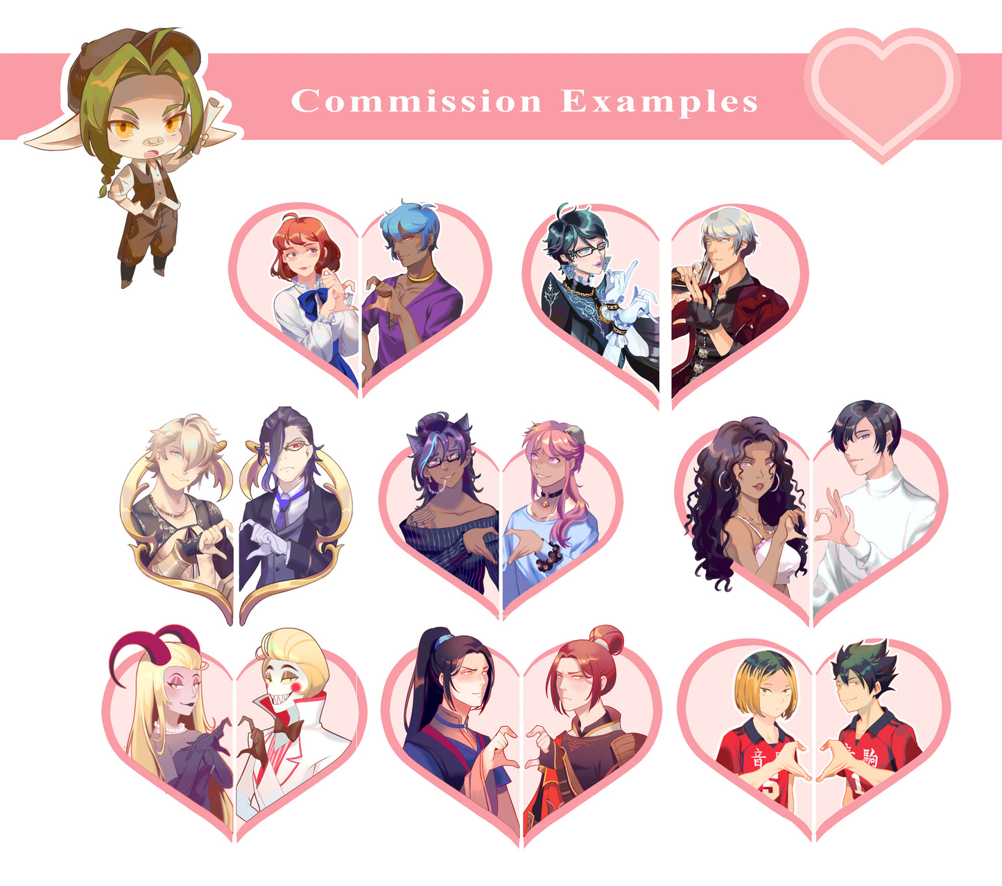 Custom character heart charms