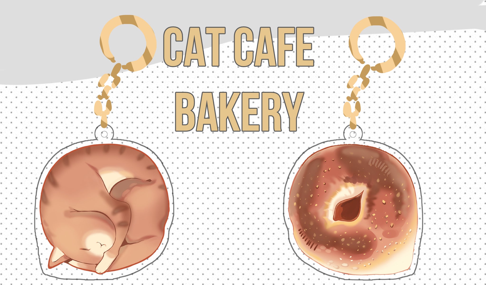 Cat Cafe Bagel - Keychain