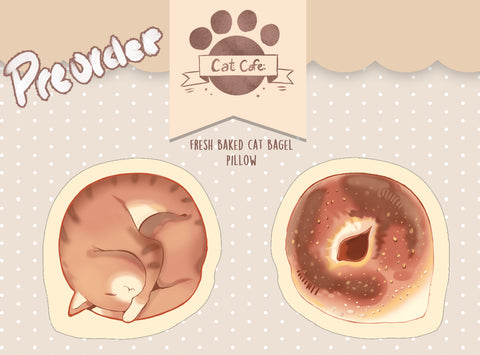 Cat Cafe Bagel - Pillow
