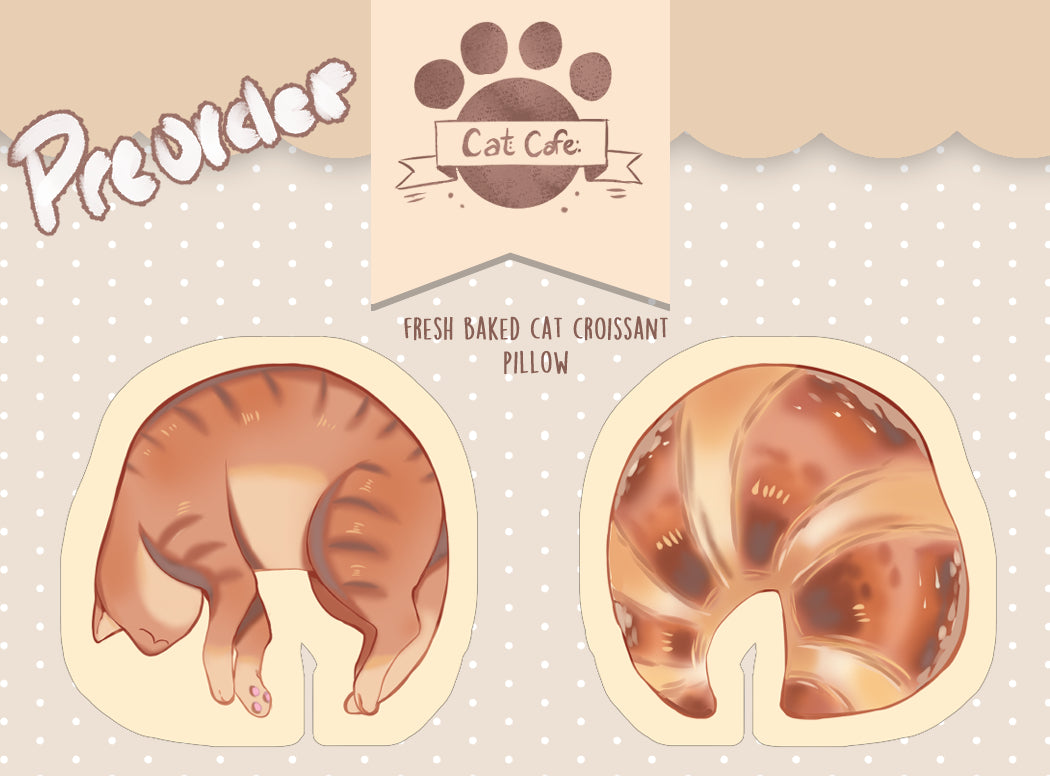 Cat Cafe Croissant - Pillow