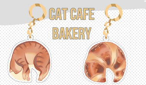 Cat Cafe Croissant - Keychain