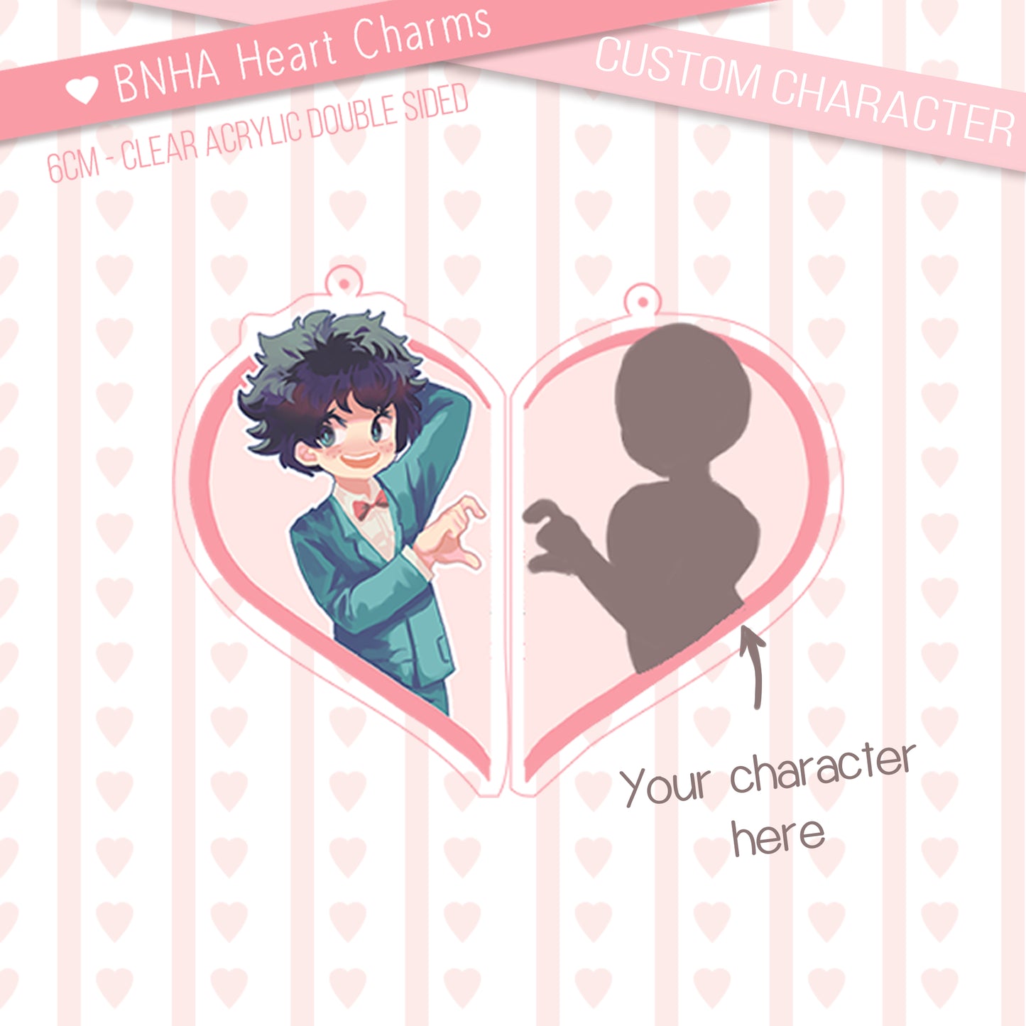 Custom character heart charms