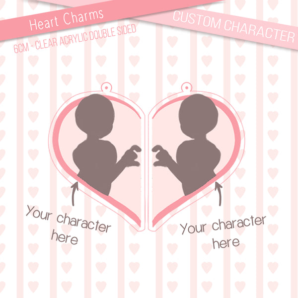 Custom character heart charms
