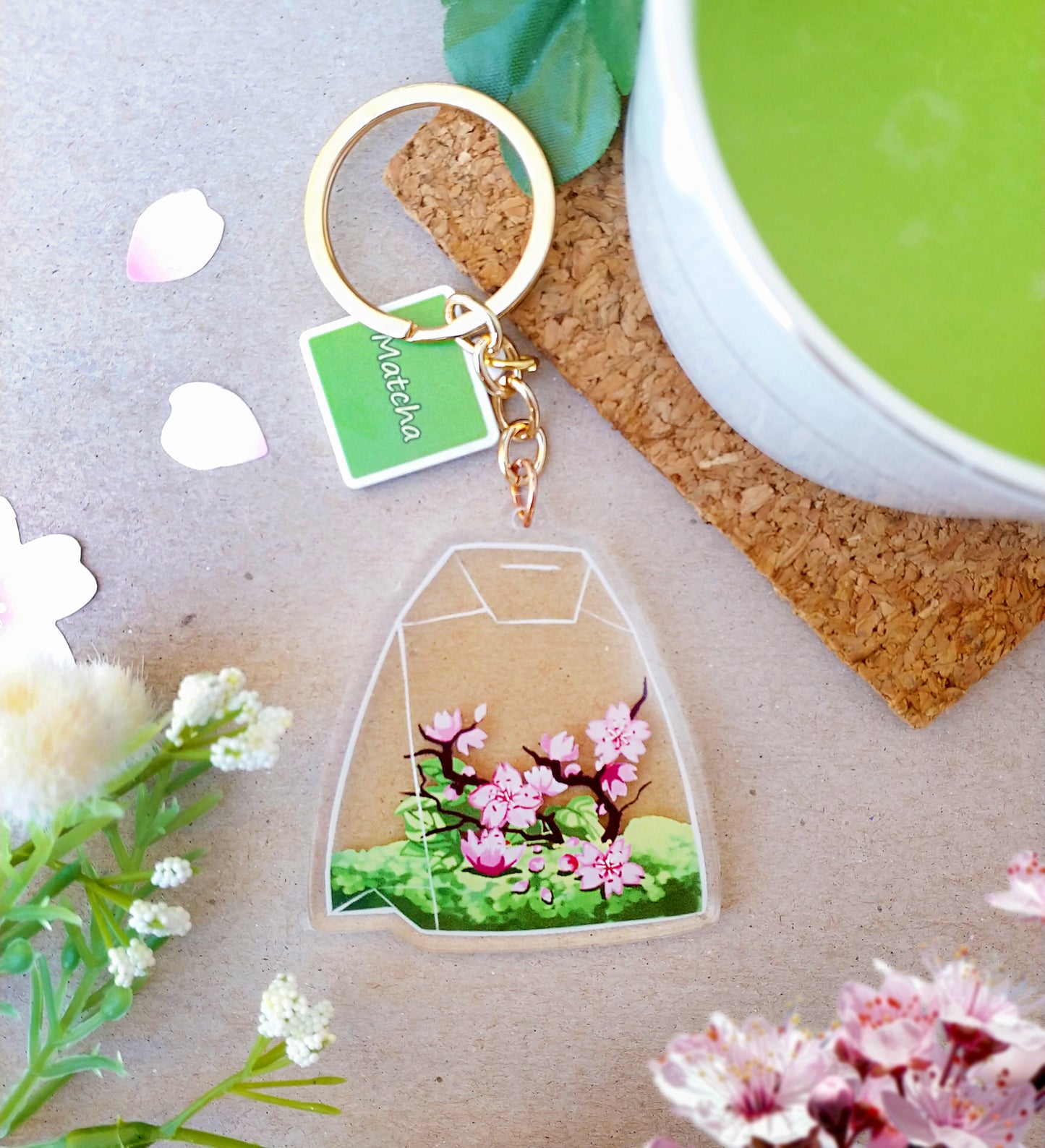 Tea bag Keychain - Matcha