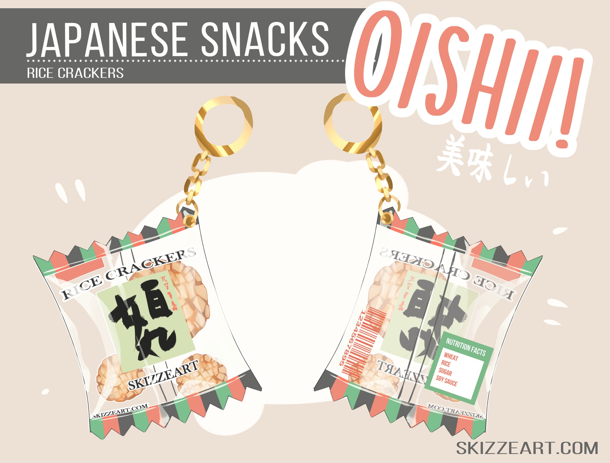 Oishii Japanese snacks - Rice crackers Keychain